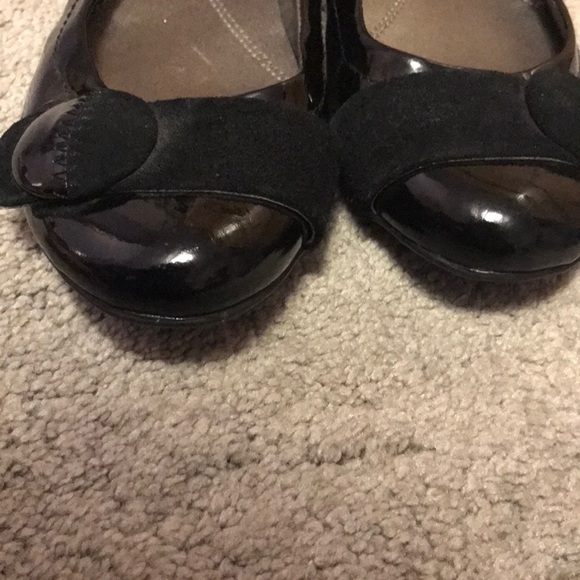 Black Patten Leather Button Flat - Picture 2 of 5